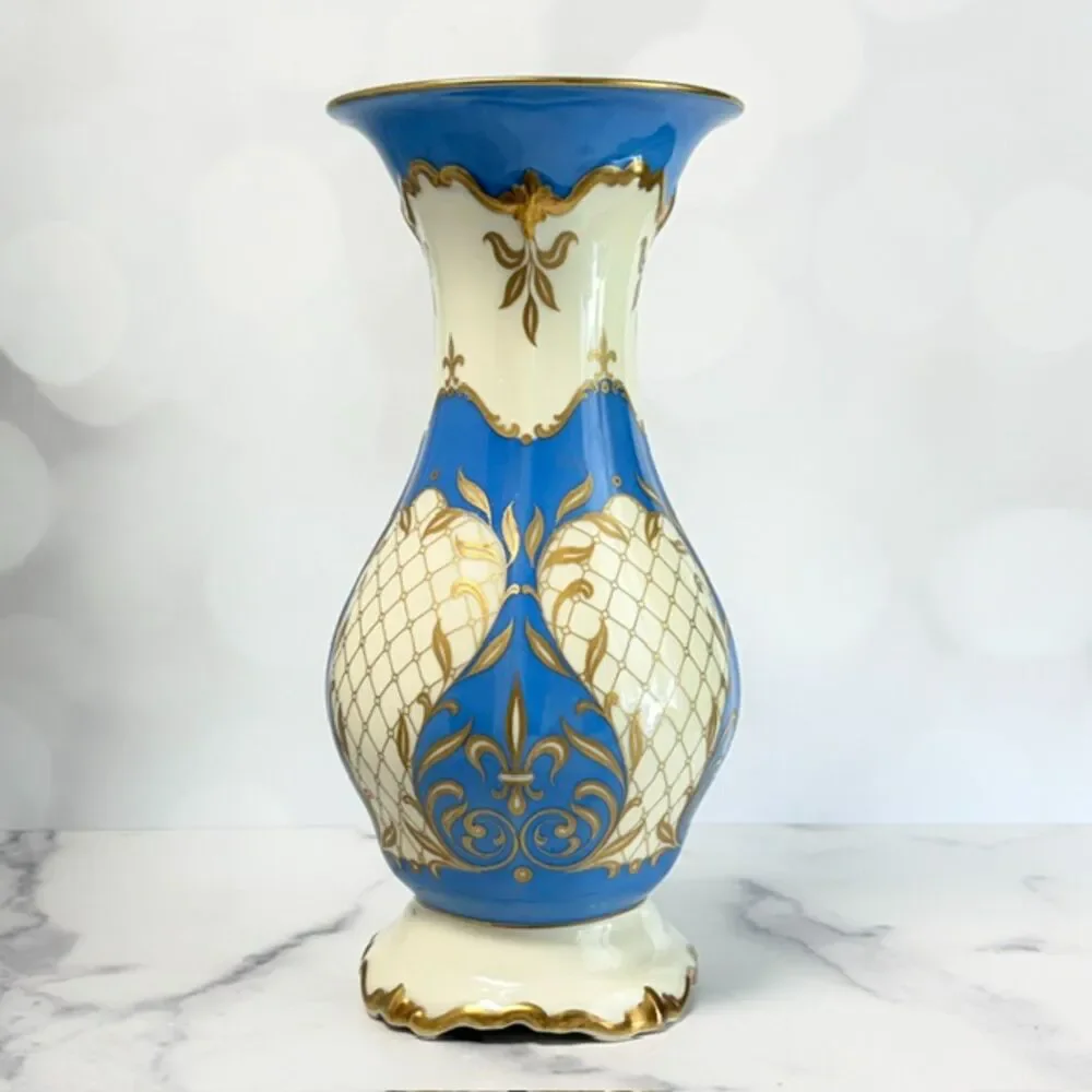 Vintage Rosenthal Pompadour Marquis Blue Gold Porcelain Vase 10.25